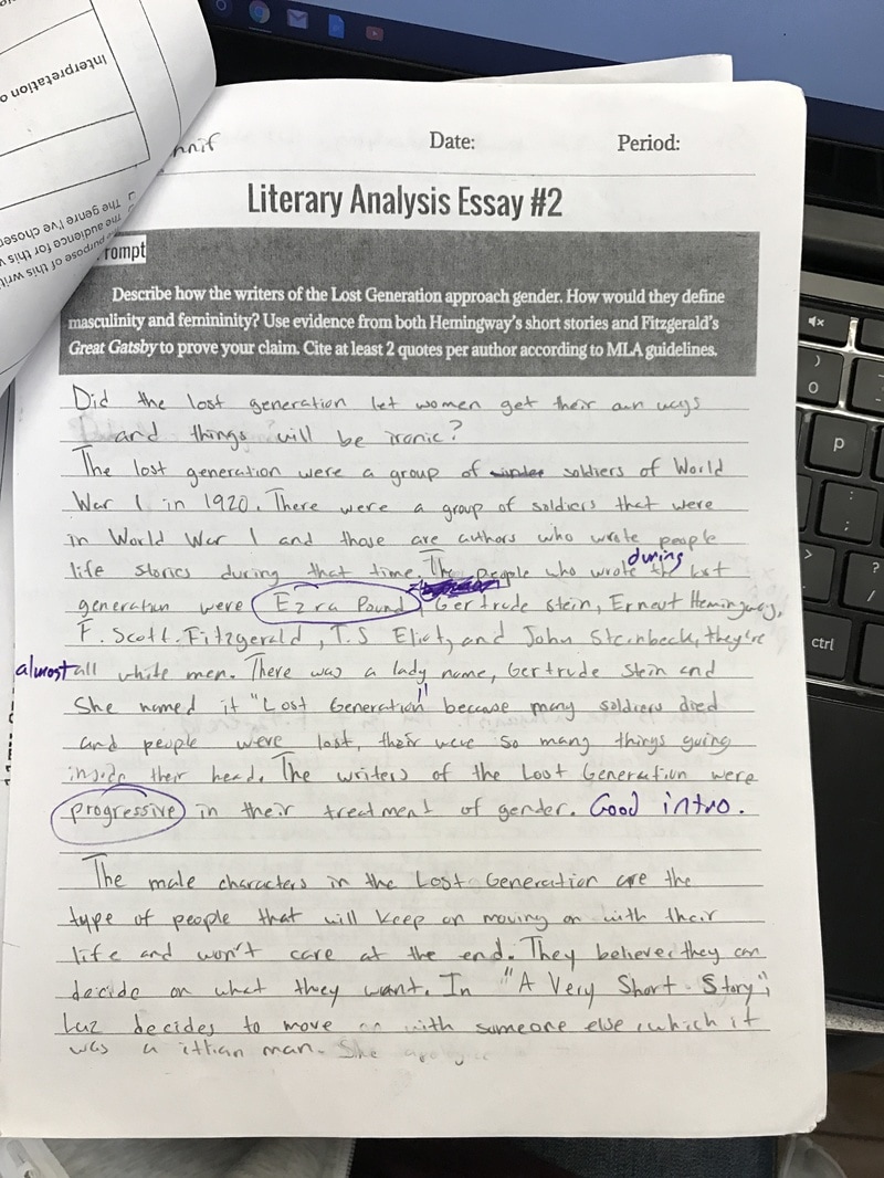 Literary Analysis Writing - JENNIFER'S WRITING